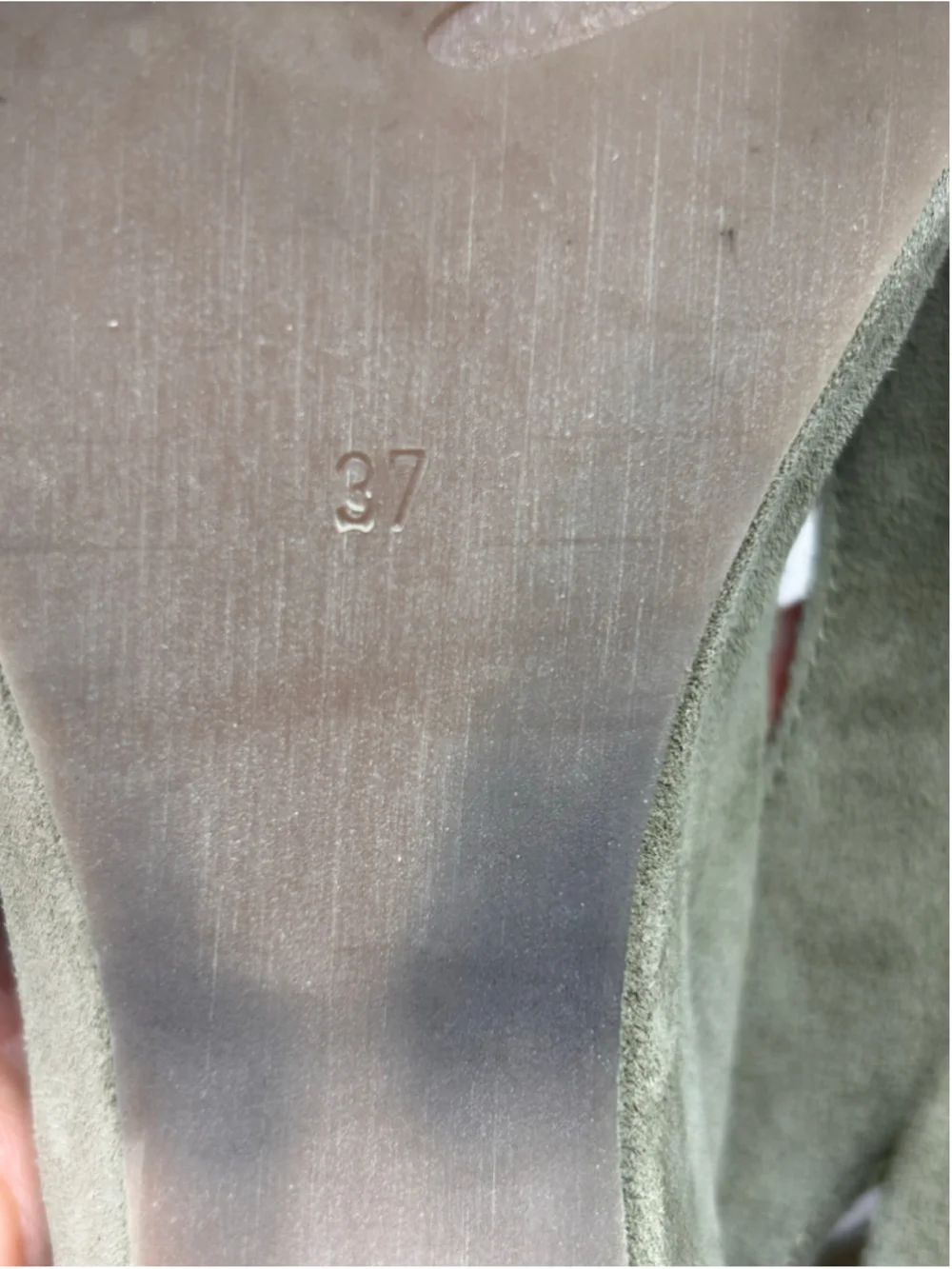 Khrio Olive Suede Leather Peep Toe Wedge Sandals Size 37